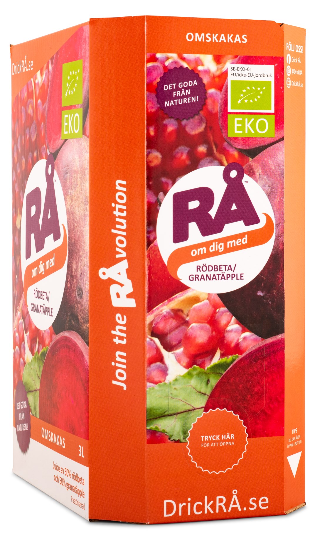 Rå Bag In Box Rödbeta/Granatäpple - juice på bag-in-box, 3 liter, ekologisk