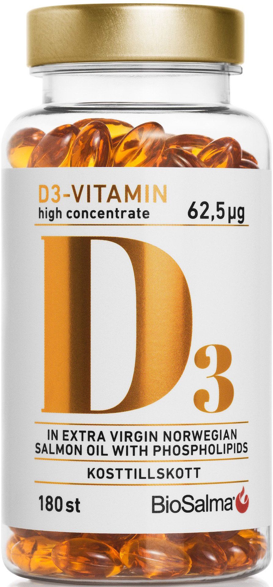 Biosalma D3-vitamin 62,5µg high concentrate 180 kapslar