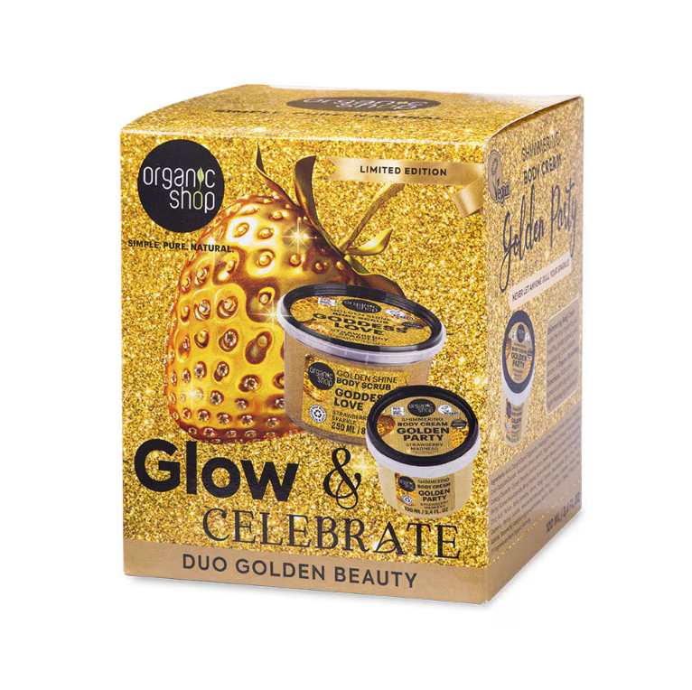 Organic Shop Glow & Celebrate. Golden Beauty Set, 250 ml/100 ml