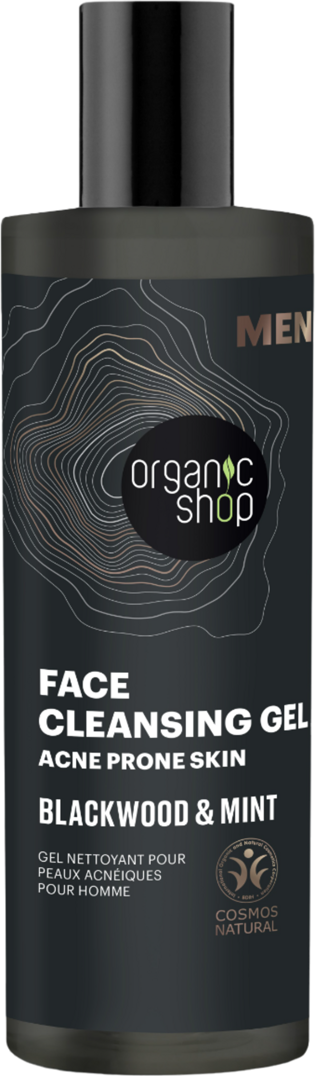 Organic Shop MEN Face Cleansing Gel Blackwood & Mint, 200 ml