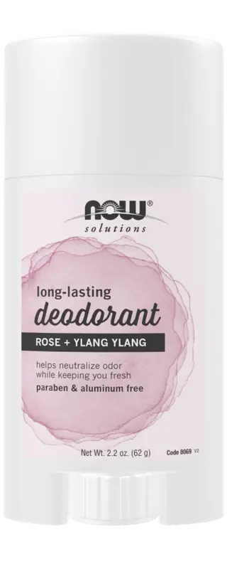 NOW Long-Lasting Deodorant Stick, Rose + Ylang Ylang 62g