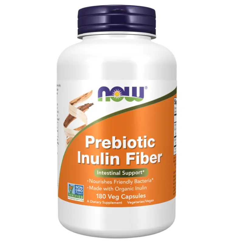 NOW Prebiotic Inulin Fiber 180 Veg Capsules