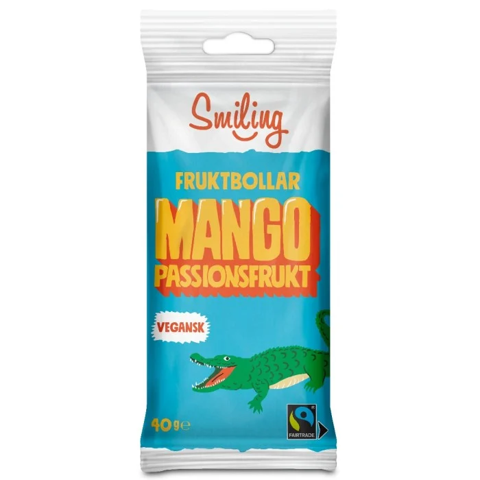 Smiling Fruktbollar Mango,Passionsfrukt 40g