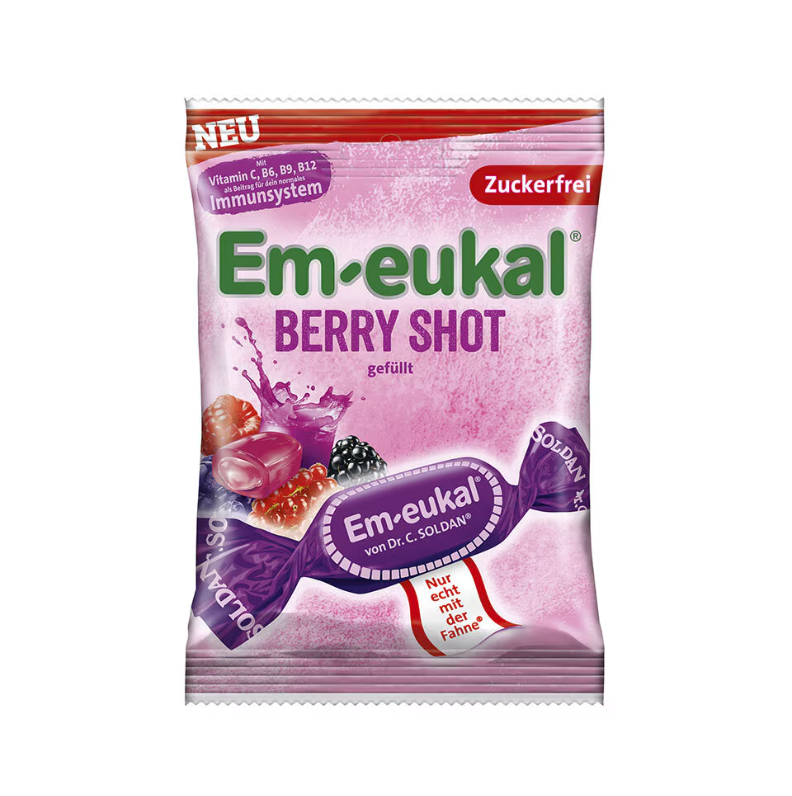 Em-eukal Berry Shot Fyllda Halstabletter 75g sockerfri