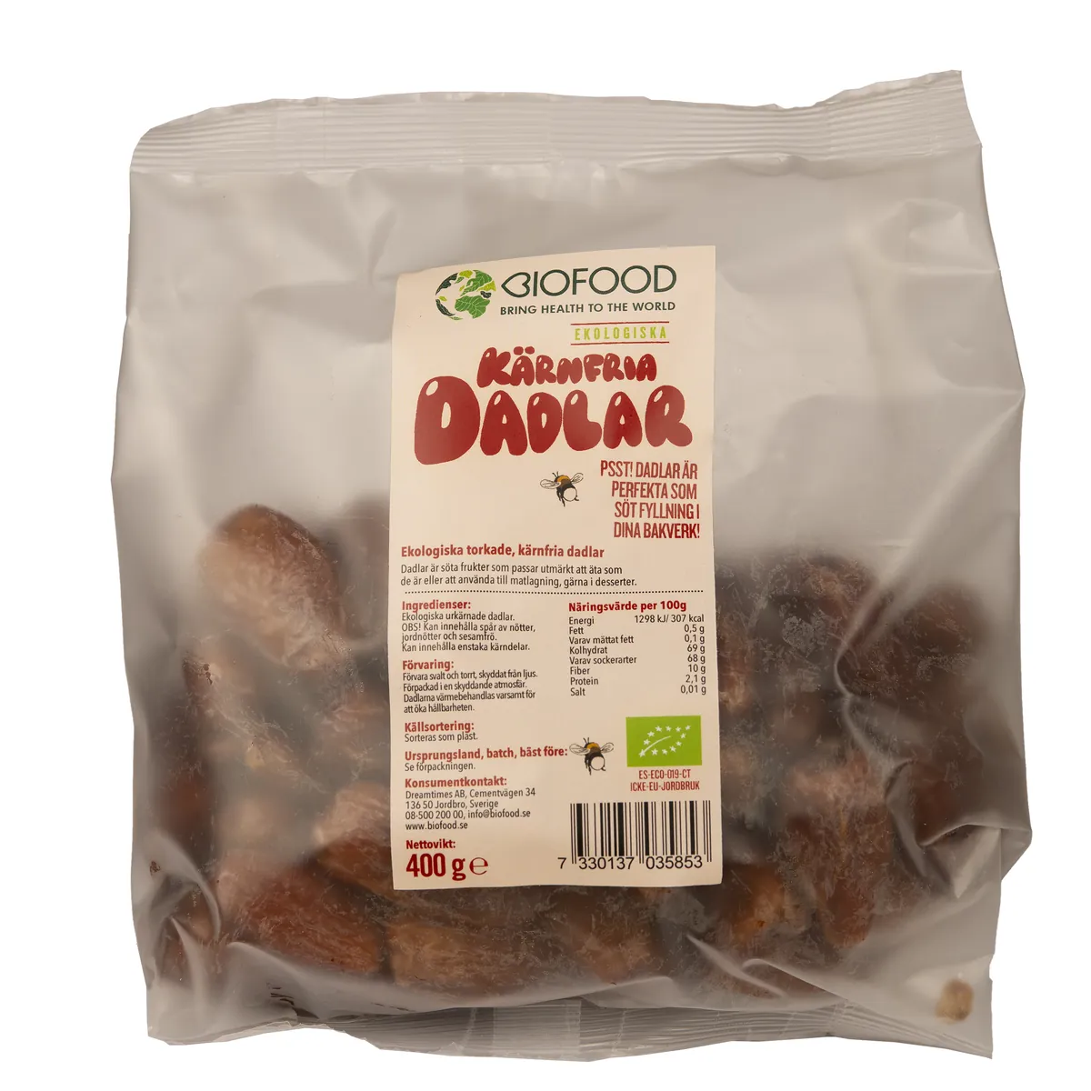 Biofood Dadlar Kärnfria 400 G