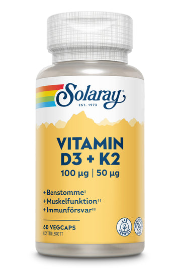 Solaray Vitamin D3 & K2, 60 kapslar